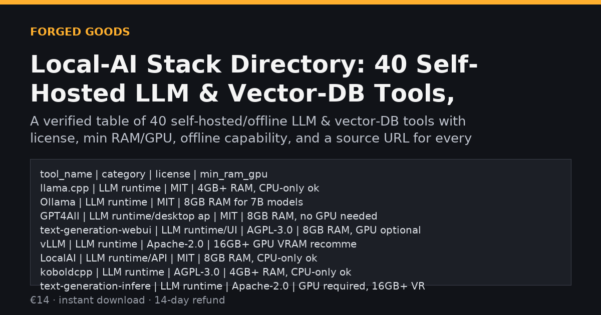 Local-AI Stack Directory: 40 Self-Hosted LLM & Vector-DB Tools, Verified Specs preview